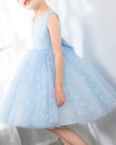 Light Blue Sleeveless Girls Princess Dresses Birthday Dress Party Dresses Kids Fashion Dresses - dressblee