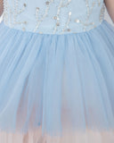 Light Blue Sleeveless Beaded Girls Princess Dresses Birthday Dress Party Dresses Kids Fashion Dresses - dressblee