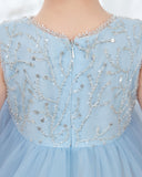 Light Blue Sleeveless Beaded Girls Princess Dresses Birthday Dress Party Dresses Kids Fashion Dresses - dressblee