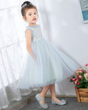 Light Blue Sleeveless Beaded Girls Princess Dresses Birthday Dress Party Dresses  Children's Occasion Wear - dressblee