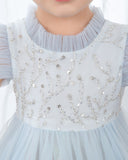Light Blue Sleeveless Beaded Girls Princess Dresses Birthday Dress Party Dresses  Children's Occasion Wear - dressblee