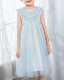 Light Blue Sleeveless Girls Princess Dresses Birthday Dress Party Dresses Children's Occasion Wear - dressblee