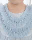 Light Blue Sleeveless Girls Princess Dresses Birthday Dress Party Dresses Children's Occasion Wear - dressblee