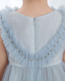 Light Blue Sleeveless Girls Princess Dresses Birthday Dress Party Dresses Children's Occasion Wear - dressblee