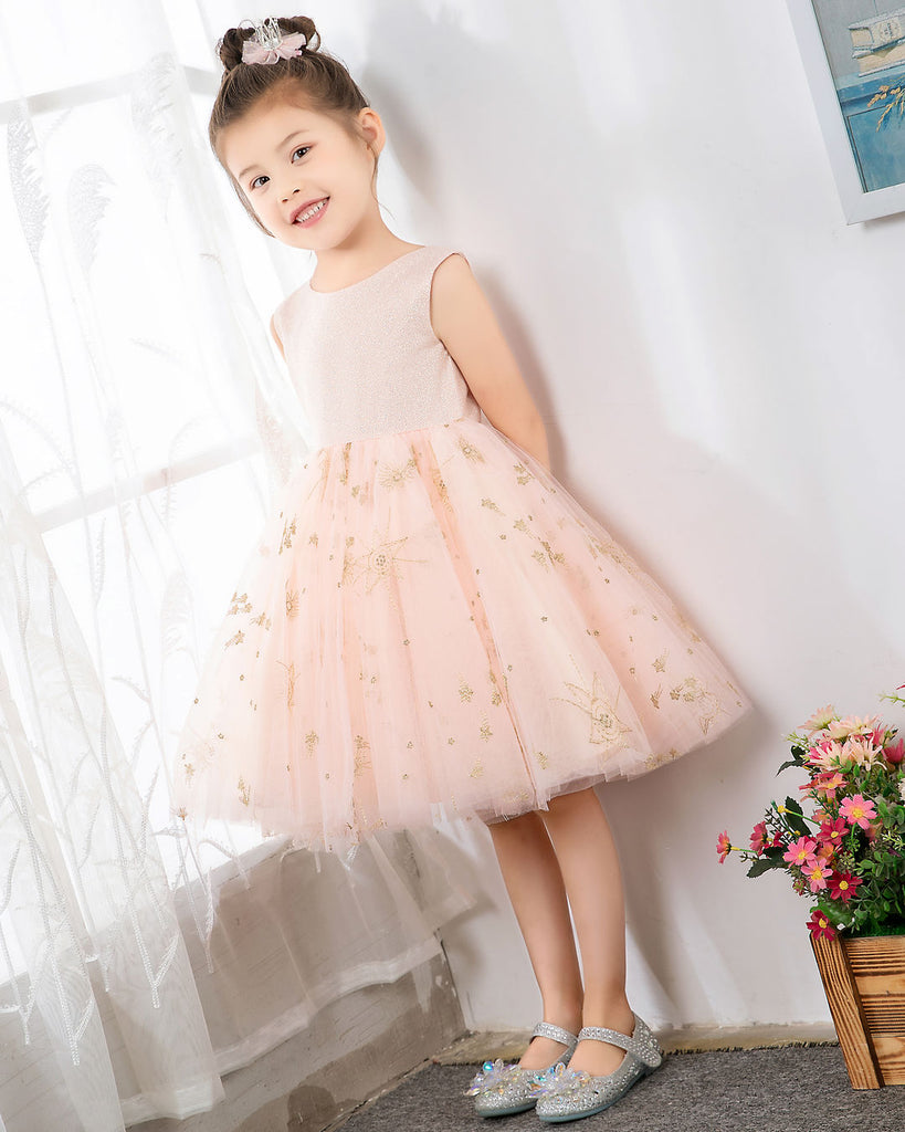 Pink Sleeveless Girls Princess Dresses Birthday Dress Party Dress Children's Occasion Wear - dressblee