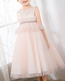 Pink Tulle Sleeveless Girls Princess Dresses Birthday Dress Party Dress Children's Occasion Wear - dressblee