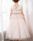 Pink Tulle Sleeveless Girls Princess Dresses Birthday Dress Party Dress Children's Occasion Wear - dressblee