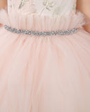 Pink Tulle Sleeveless Girls Princess Dresses Birthday Dress Children's Occasion Wear Party Dresses - dressblee