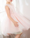 Fashion Pink Tulle Sleeveless Girls Princess Dresses Children's Occasion Wear Party Dresses Birthday Dress - dressblee