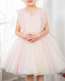 Fashion Pink Tulle Sleeveless Girls Princess Dresses Children's Occasion Wear Party Dresses Birthday Dress - dressblee