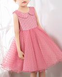 Fashion Pink Sleeveless Girls Princess Dresses Children's Occasion Wear Bow Tie Party Dresses - dressblee