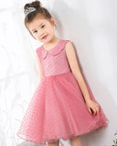 Fashion Pink Sleeveless Girls Princess Dresses Children's Occasion Wear Bow Tie Party Dresses - dressblee