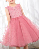 Fashion Pink Sleeveless Girls Princess Dresses Children's Occasion Wear Bow Tie Party Dresses - dressblee