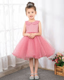 Fashion Pink Sleeveless Girls Princess Dresses Children's Occasion Wear Bow Tie Party Dresses - dressblee