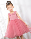 Fashion Pink Sleeveless Girls Princess Dresses Children's Occasion Wear Bow Tie Party Dresses - dressblee