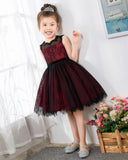 Fashion Burgundy Sleeveless Girls Princess Dresses Children's Occasion Wear Party Dresses Birthday Dresses - dressblee