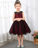 Fashion Burgundy Sleeveless Girls Princess Dresses Children's Occasion Wear Party Dresses Birthday Dresses - dressblee