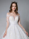 A classic Ball Gown with Sweetheart Neckline Sexy V-back Long See Through Sleeves - dressblee