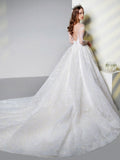 A classic Ball Gown with Sweetheart Neckline Sexy V-back Long See Through Sleeves - dressblee