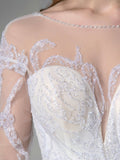 A classic Ball Gown with Sweetheart Neckline Sexy V-back Long See Through Sleeves - dressblee