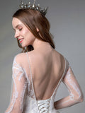 A classic Ball Gown with Sweetheart Neckline Sexy V-back Long See Through Sleeves - dressblee