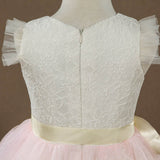 A-line Knee-length Flower Girl Dress Lace match Tulle Sleeveless Jewel Neck with Belt - dressblee