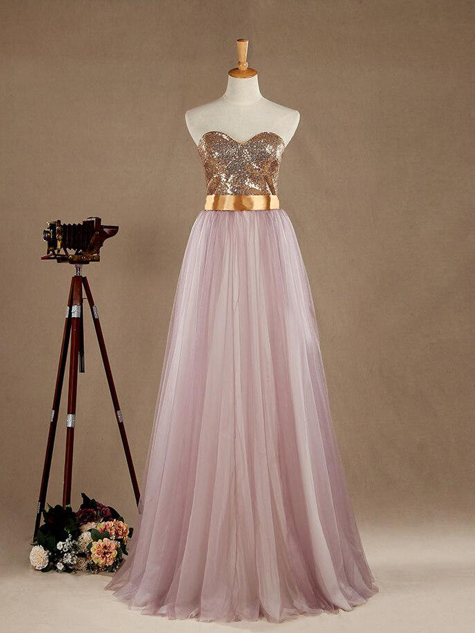Ball Gown Tulle mix Sequins Bridesmaid dress A-line Sweetheart dressblee Ball Gown Tulle mix Sequins Bridesmaid dress A-line Sweetheart dressblee