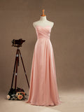 A-Line Floor Length Chiffon Bridesmaid Dress Sweetheart Strapless with Pleats