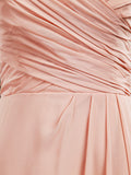 A-Line Floor Length Chiffon Bridesmaid Dress Sweetheart Strapless with Pleats - dressblee