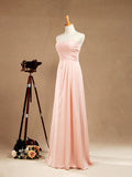 A-Line Floor Length Chiffon Bridesmaid Dress Sweetheart Strapless with Pleats - dressblee