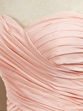 A-Line Floor Length Chiffon Bridesmaid Dress Sweetheart Strapless with Pleats - dressblee
