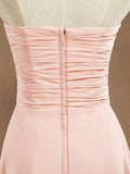 A-Line Floor Length Chiffon Bridesmaid Dress Sweetheart Strapless with Pleats - dressblee