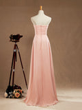 A-Line Floor Length Chiffon Bridesmaid Dress Sweetheart Strapless with Pleats - dressblee