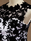 Knee Length A-Line Tulle Jewel Neck Prom Part Dress with Appliques - dressblee