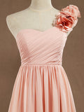Chiffon Long Bridesmaid Dress A-line One Flower Strap Sweetheart Neckline