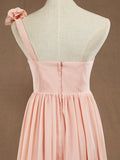 Chiffon Long Bridesmaid Dress A-line One Flower Strap Sweetheart Neckline