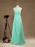 Sheath / Column One Shoulder FLoor Length Chiffon Bridesmaid Dress with Criss Cross Side Draping