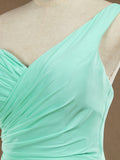 Sheath / Column One Shoulder FLoor Length Chiffon Bridesmaid Dress with Criss Cross Side Draping