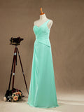 Sheath / Column One Shoulder FLoor Length Chiffon Bridesmaid Dress with Criss Cross Side Draping