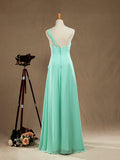Sheath / Column One Shoulder FLoor Length Chiffon Bridesmaid Dress with Criss Cross Side Draping