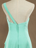 Sheath / Column One Shoulder FLoor Length Chiffon Bridesmaid Dress with Criss Cross Side Draping