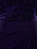 Sheath / Column One Shoulder Floor Length Chiffon match Lace Bridesmaid Dress with Side Draping