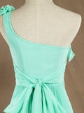 Sheath / Column One Shoulder Floor Length Chiffon Bridesmaid Dress with Flowers Crumple