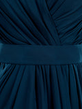 Sheath / Column V-neck Floor Length Chiffon Bridesmaid Dress with Side Draping