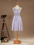 Knee Length A-Line Chiffon Bridesmaid Dress See Through Jewel Neck with Lace Appliques