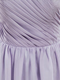 Knee Length A-Line Chiffon Bridesmaid Dress See Through Jewel Neck with Lace Appliques