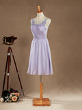 Knee Length A-Line Chiffon Bridesmaid Dress See Through Jewel Neck with Lace Appliques