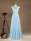 A-Line V-neck Floor Length Chiffon Bridesmaid Dress