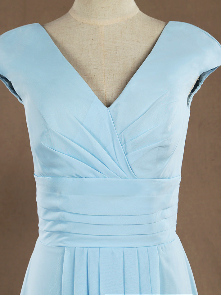 A-Line V-neck Floor Length Chiffon Bridesmaid Dress