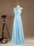 A-Line V-neck Floor Length Chiffon Bridesmaid Dress